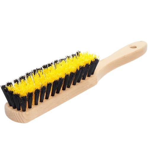 Carpet Cleaning Brush, Scrub Brush with Handle for Floor Mats, Rug Brush, Heavy Duty Carpet Cleaner Brush, Nylon Upholstery Brush for Indoor and Outdoor, Stiff Bristle Car Carpet Brush, Yellow