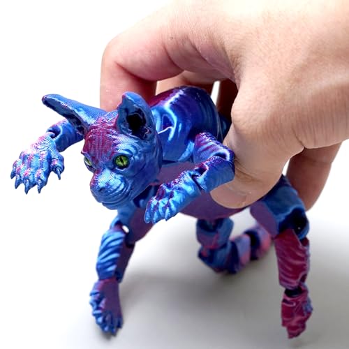 3D Printed Bald Cat Model,Flexible Realistic Articulated Animal Fidget Toys,Mystery Figurines Gifts for Easter,Executive Desk Funny Décor and Festival Collectible,Easter Basket Stuffers (RB) - view 6