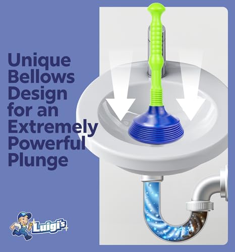 Sink Plunger Kitchen - Sink Plunger Bathroom - Drain Bathtub or Shower - Large and Powerful Clog Remover - Commercial Style Plumbers Plungers with Large Bellows - Blue Green - Grande - view 3