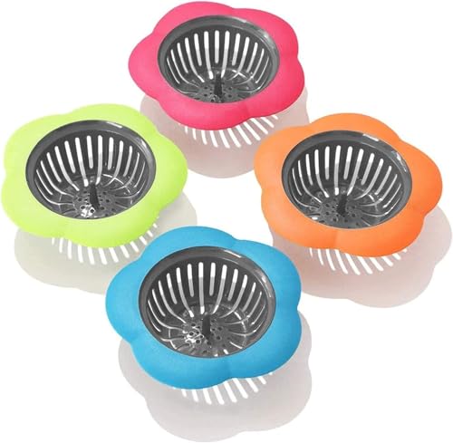 Plastic Sink Strainer, 4 Pack Flexible Kitchen Sink Drainers(Multicolored)