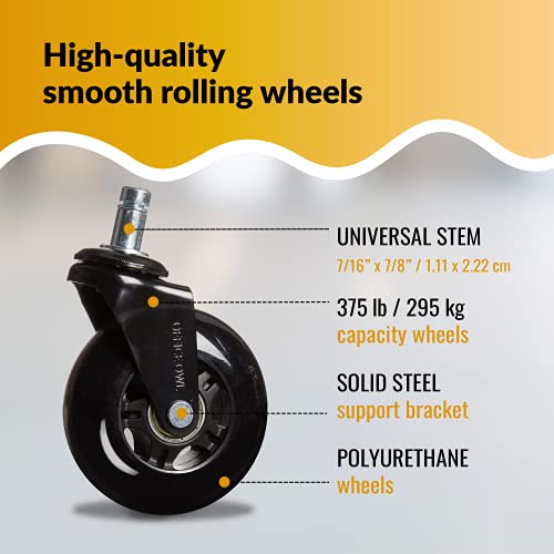 5 Pack Office Chair Wheels, Universal Replacement Casters for Desk Chairs - view 2