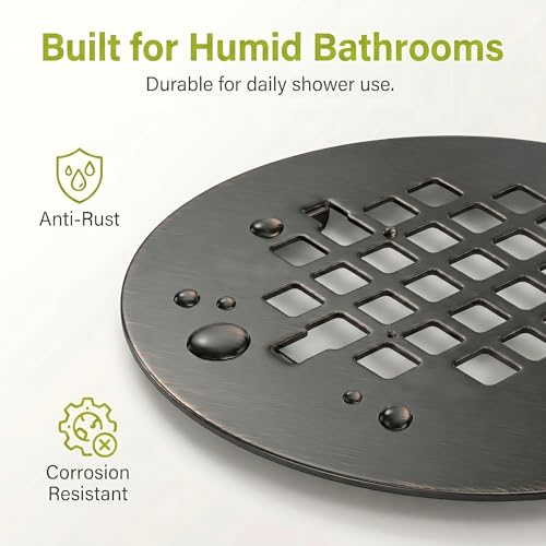 Shower Drain Cover Stainless Steel Snap-in Bronze 2 Pack - view 3