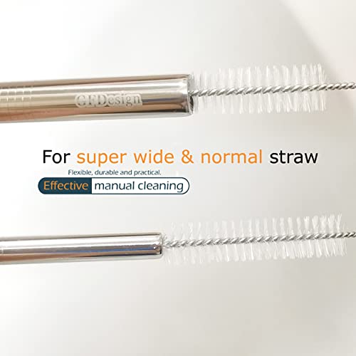 Drinking Straw Cleaning Brushes Set 12" Extra Long 12mm Extra Wide Pipe Tube Cleaner Nylon Bristles Stainless Steel Handle - 12" x 1/2" (12mm) - Set of 4 - view 4
