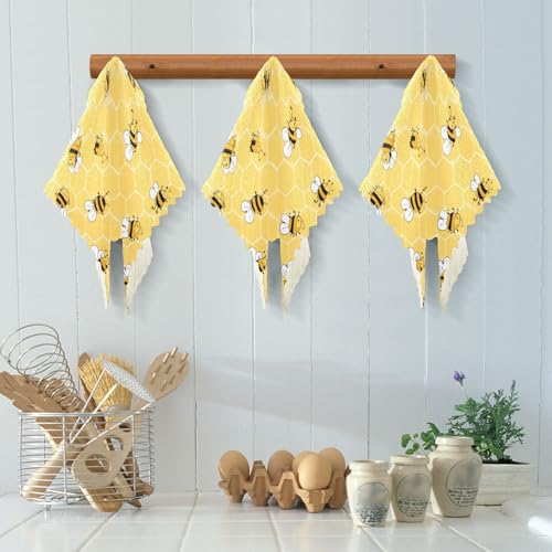 Bees on The Honey Honeycombs 6 Pack Dish Cloths for Washing Dishes Kitchen Dishcloth Microfiber Dish Towel Rags Absorbent Reusable Cleaning Drainer Washcloths - view 5