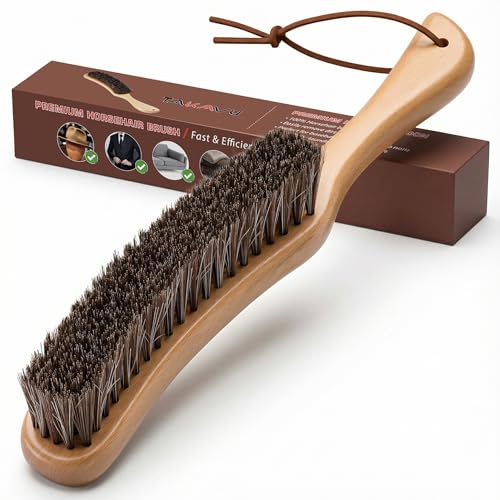 Soft Horsehair Clothes Brush for Suits, Large Beech Wood Handle