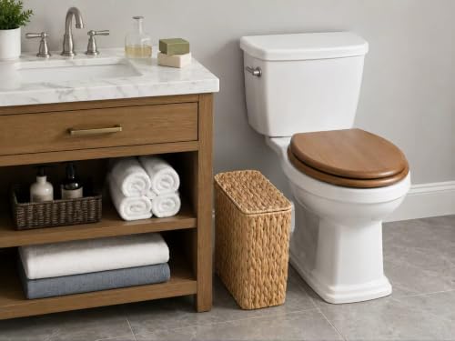 Wicker Trash Can, Small Bathroom Trash Can with Lid, 3 Gallon - view 2