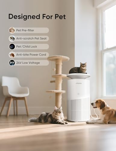 Air Purifier for Home Large Room up to 3620Ft², H13 True HEPA Air Purifiers for Home Pet Hair Dander Odor Pollen, Air Cleaner with Smart WiFi, 360° Air Intake, Auto Mode, Pet Lock, 22dB Quiet - view 4