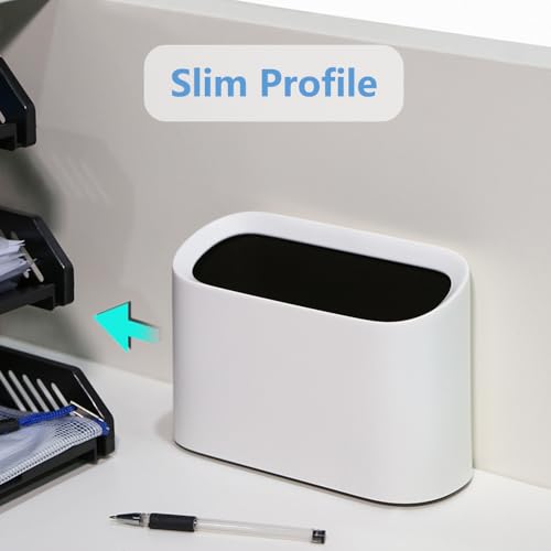 0.4 Gal Mini Trash Can for Desk with Inclined Opening (White) - view 4