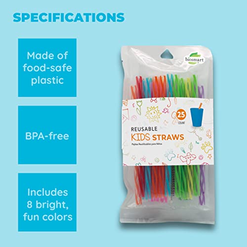 Plastic Reusable Kids Straws Plus Cleaning Brush, 6 Inch: 24 Straws - view 6
