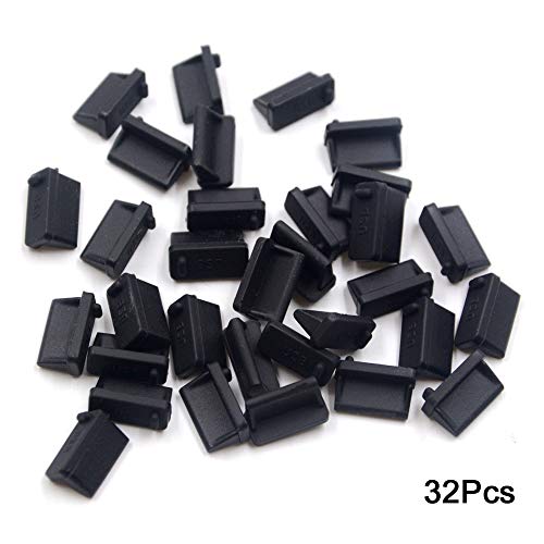 32 Pcs USB Port Standard-A,USB Type A Female Anti Dust Cover Plugs Protector Stopper Cap for Desktop PC Laptops Black - view 4