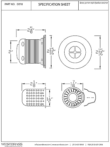 D218-12 Junior Bar and Laundry Sink Drain Assembly with Removable Strainer Basket, Oil Rubbed Bronze - view 5