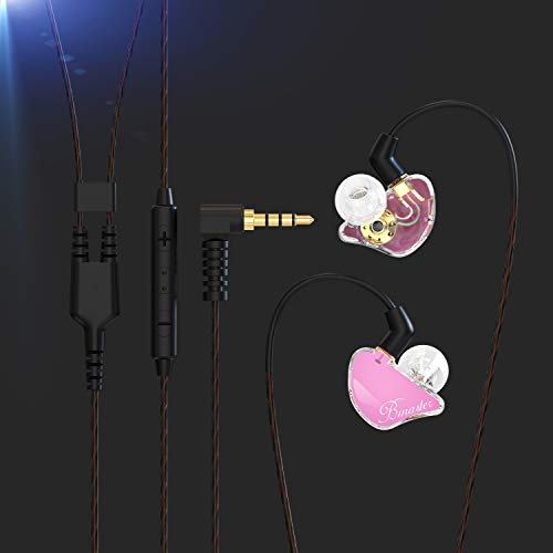 Bmaster in Ear Monitor Headphones Triple Driver Earphones with Two Detachable MMCX Cable Fit in Ear Suitable for Audio Musician Drummer(Pink) - view 4