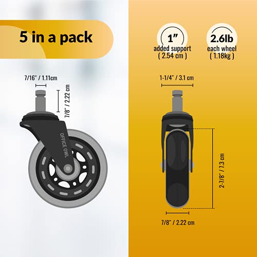 5 Pack Office Chair Wheels, Universal Replacement Casters for Desk Chairs - view 4