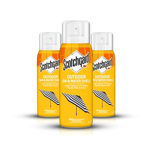 Water & Sun Shield Outdoor Fabric Protector Spray, UV Protection and Water Protection for Patio Furniture, Upholstery & More – 10.5 oz Aerosol (3 Cans)
