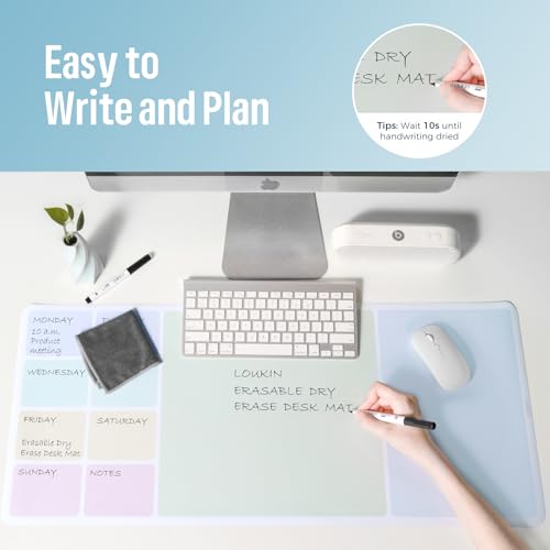 Dry Erase Desk Mat Bundle | 32"x14" Dry Erase Desk Mat, Includes 2 Markers & 1 Cleaning Cloth + Magnetic File Holder(Black) - view 3