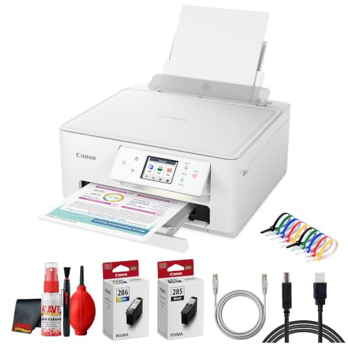 PIXMA TS7720 Wireless All in One Inkjet Printer, Duplex Printing, 200 Sheet Capacity, Mobile Photo Document Printing (6256C002) + Cable Ties + Printer Cable + Cleaning Kit (6pc Bundle)