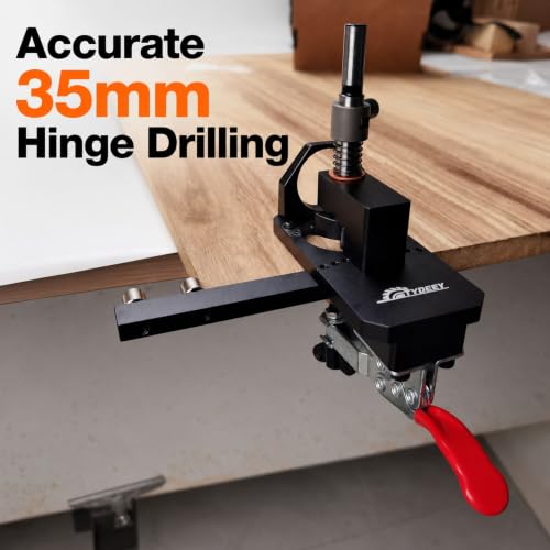 35mm Concealed Hinge Jig for Cabinet Doors, Aluminum Hinge Drilling Guide with Depth Adjustment, 3–4 Inch Edge Distance Arm, Dust Port & Toggle Clamp - view 2