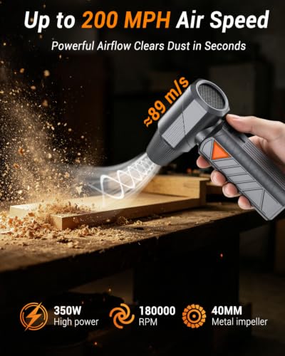 Compressed Air Duster, 350W Cordless Electric Air Blower, Rechargeable Mini - view 3