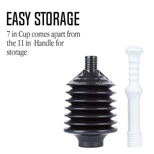 Professional Bellows Accordion Toilet Plunger, High Pressure Plunge Removes Heavy Duty Clogs from Bathroom Toilets, All Purpose Power Plunger, White & Black - view 4