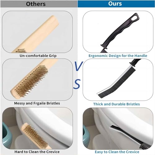 Crevice Cleaning Brush Cleaning Tools Cleaning Supplies Grout Brush Scrub Brush Toilet Brush for Household Use for Cleaning Bathroom Kitchen 3 Pcs (Black) - view 6