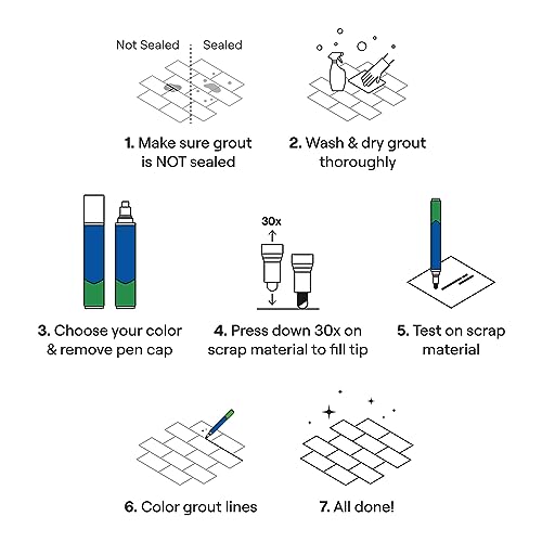 Grout Pen Beige Tile Grout Paint Marker - 2 Pack w/Extra Tips (7mL) - view 4