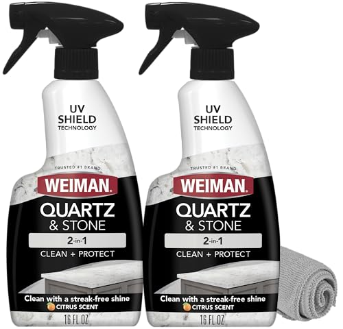 Quartz & Stone Countertop Cleaner and Polish, 2 Pack with Towel