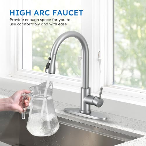 Kitchen Faucet with Pull Down Sprayer, Single Handle, Brushed Nickel - view 4