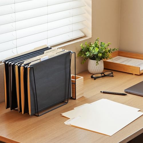 Hanging File Folders, 6 Pack, Letter Size (8.5" x 11"), Black, 1/5 Cut for 5 Tab Positions, Includes Tabs and Inserts, Hanging Files for Office and Document Organization - view 5