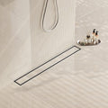 24" Brushed Linear Shower Drain,2-in-1 Flat& Tile Insert Cover