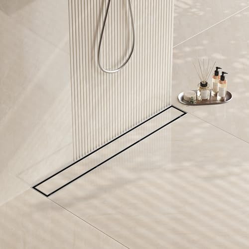 24" Brushed Linear Shower Drain,2-in-1 Flat& Tile Insert Cover