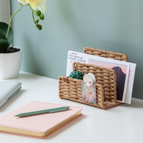 Woven Letter Sorter, Rattan-Inspired Wicker Style Office Organization Supplies, 1 Count - view 6