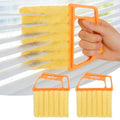 2 Pack Venetian Blind Cleaner Tool, Wet Dry Duster for Blinds with Ergonomic Handle, Washable Microfiber Window Shutter Cleaning Brush, Handheld Damp Dust Sponge for Home Office, Yellow