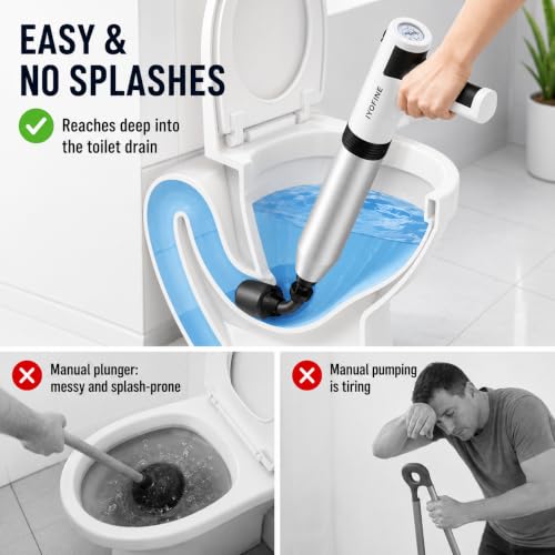 Electric Toilet Plunger High Pressure Drain Unclogger Plungers for Bathroom, Floors, Heavy Duty Versatile Home Toilet Unclogger Tool - view 3