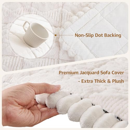 Couch Cover for Dogs Washable: Non Slip Fuzzy Plush Pet Couch Covers for 2 Seat Sofa, Hair Resistant Sofa Protector Pet Friendly, Home Decor Couch Slipcover, 27.6" x 59", White - view 4