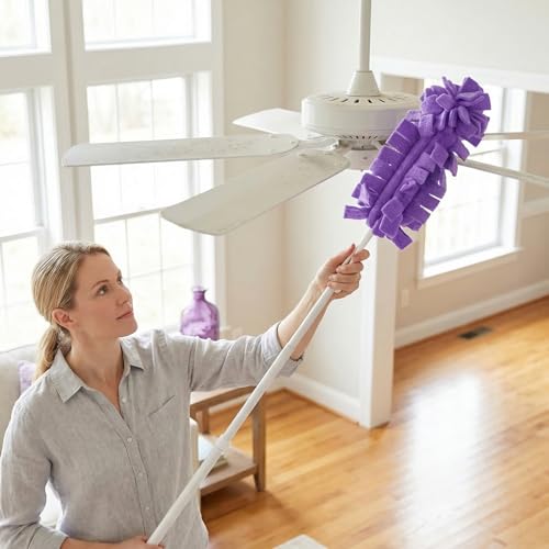 Reusable Duster Refills, 360° Thick Velvet Electrostatic Pads, Washable & Waterproof, 5-Pack (5 Colors), for Blinds, Furniture, Ceiling Fans, Car & Kitchen (Includes 1 Handle) - view 6