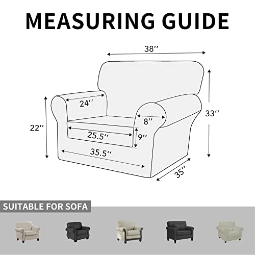 2 Pieces High Stretch Thicken Chair Couch Covers, Soft Sofa Slipcover for 1 Separate Cushion Couch, Jacquard Fabric Elastic Sofa Cover Furniture Protector for Dogs (Chair, Black) - view 6