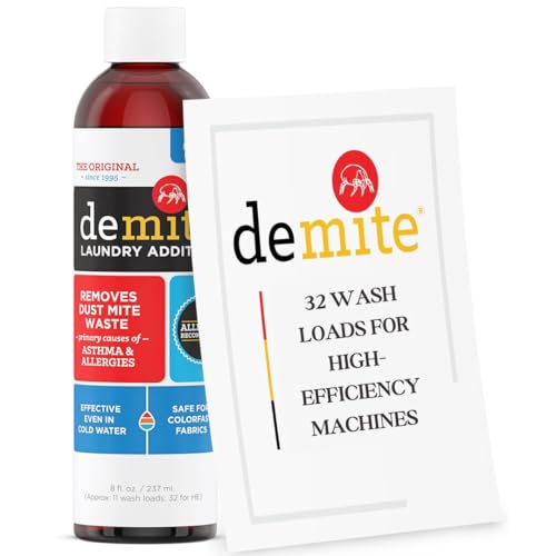 Laundry Additive - Dust Mite Waste Remover for Allergy Relief, Treatment for Bedding & Clothes, Safe for Children & Pets, Fragrance-Free Gentle Formula, Use with Any Laundry Detergent, 8 fl oz