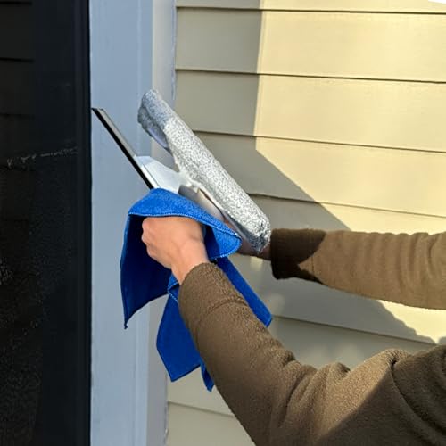 12” Outdoor Window Scrubber and Squeegee Kit with 5’ Telescopic Pole for High Access, Cleaning Supplies for Mirrors and Glass Surfaces, Machine Washable Sleeve - view 7