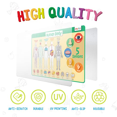 Kids Educational Placemat Set 4-Pack - 17 x 11 in Multicolor Silicone - Washable & Reusable with Secure Grip Backing - Map Placemats for Kids, Solar System, Human Body, World & US Map - view 2
