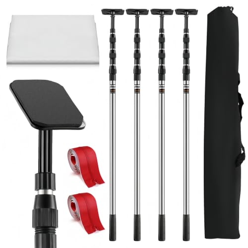12FT Dust Barrier Poles, 4Pack Spring Retractable Zipper Wall Poles