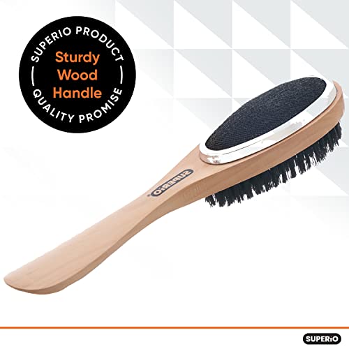 3 in 1 Lint Brush and Shoe Horn for Suit, Wool Coat, Sweaters, Shoes - Double Sided Portable Pet Hair Remover with Wood Handle - view 3