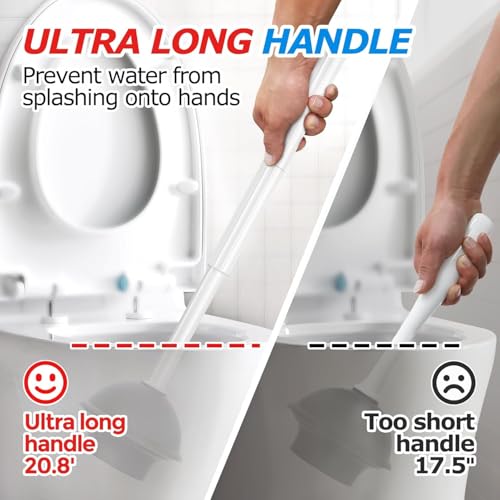 2IN1 Toilet Brush and Plunger Set, 3Pack Long Handle Combo in White - view 2
