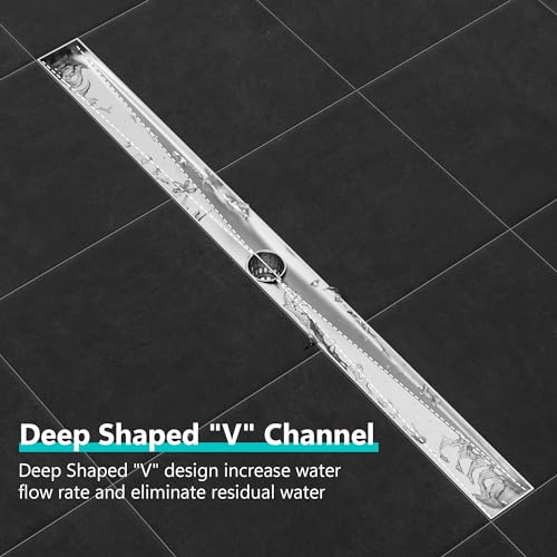 18" Linear Shower Drain, Brushed 304 SS Bathroom Linear Drain,cUPC - view 6