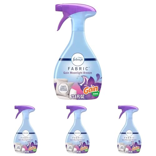 Fabric Spray, Air Freshener, Odor-Fighting Fabric Refresher, Couch and Linen Spray, Sneaker Balls Alternative, Multi-Use, Gain Moonlight Breeze Scent, 23.6 Ounce (Pack of 4)