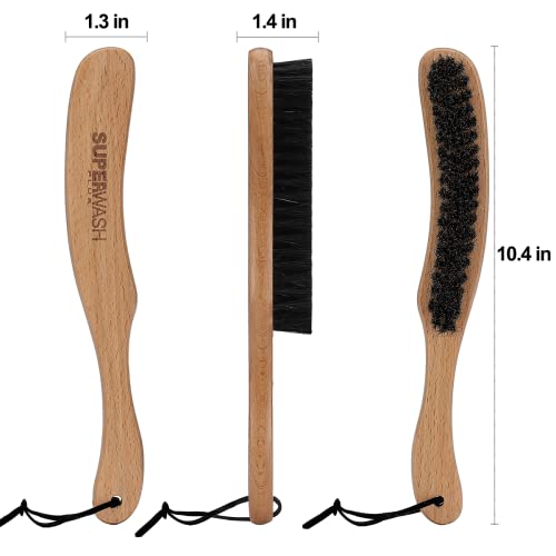 Hat Brush Combo Kit - Horsehair Felt Hat Brush Clean Cowboy Hat, Fedora Hat & Baseball Cap, Boar Bristle Lint Brush Remove Pet Hair Dust for Suits, Suede, Clothes & Furniture, Beech Handle - 2 Pack - view 4
