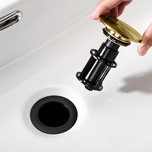 Bathroom Sink Stopper with Overflow, Sink Drain Brushed Gold - view 5