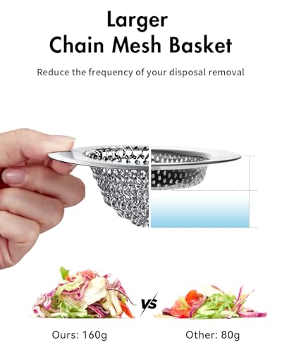 Upgraded Sink Drain Strainer, Patented Reversible Chain Mail Mesh - view 6