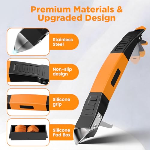 6 in 1 Silicone Caulking Tool Kit, Caulk Grout Remover Tool (Orange) - view 2
