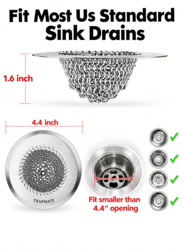 Kitchen Sink Drain Strainer, 4.4" Reversible Chain Mesh Basket - view 3