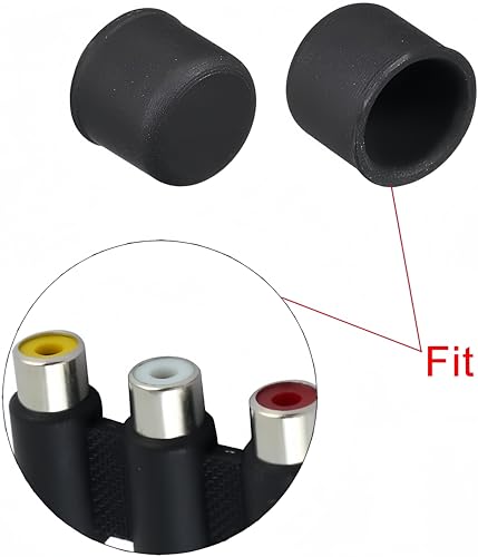 20Pcs Silicone RCA Port Anti-Dust Stopper Cap Cover for Desktops Amplifiers DVDs TVs etc. Lotus Female Ports, Dustproof Cover Cap Plug Protector Black - view 2